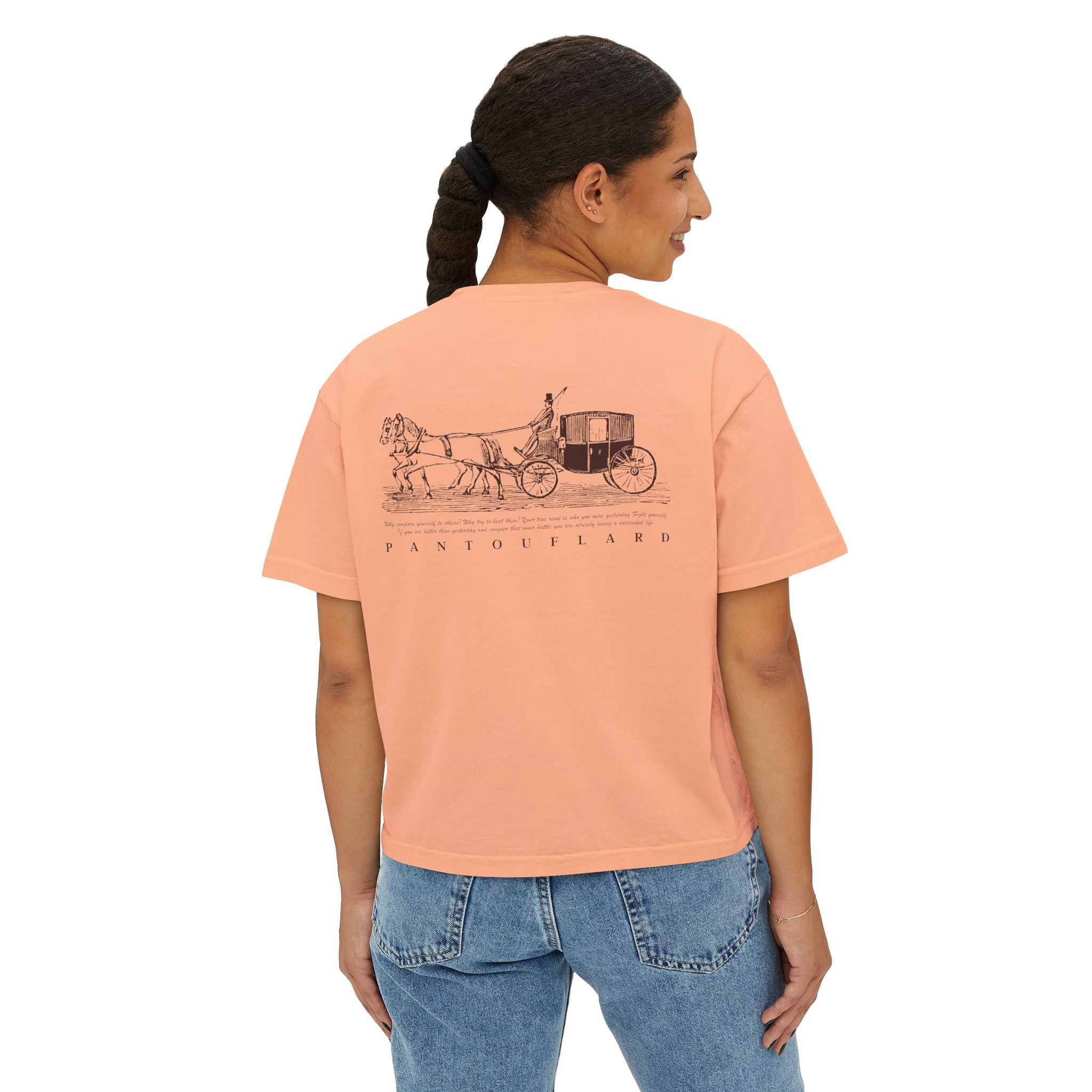 Old Money Equestrian Boxy Tee - The Timeless Carriage I (Comfort Colors 3023CL Back Print)