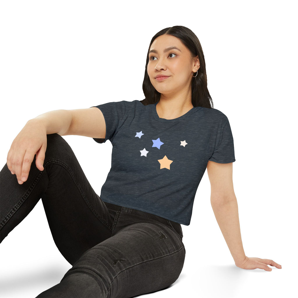 Women's Cassiopeia Constellation Graphic Crop Top - W-Shape Lightweight Festival Shirt