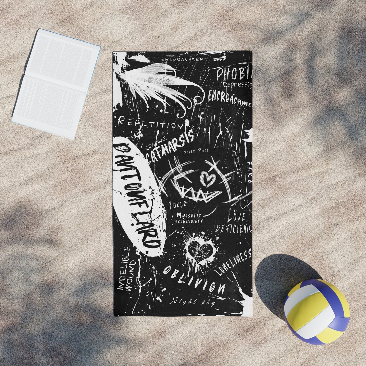 Trendy Artistic Beach Towels, Graffiti Towel, Unique Pool Accessory, Gift for Beach Lovers, Summer Essentials