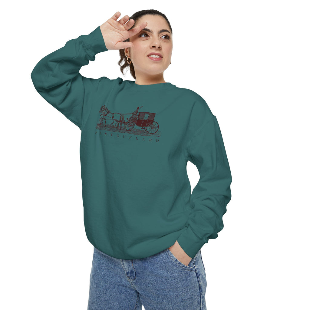 Unisex White Pantouflard Carriage Cotton Blend Sweatshirt