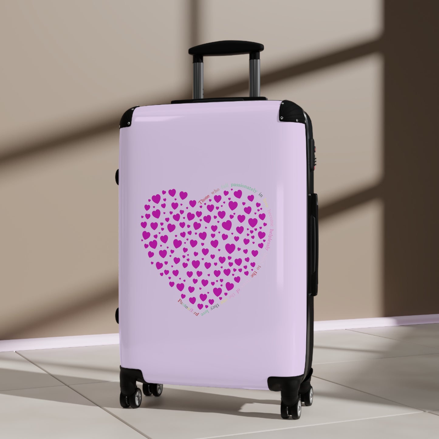 Pink Heart Design Suitcase, Travel Luggage