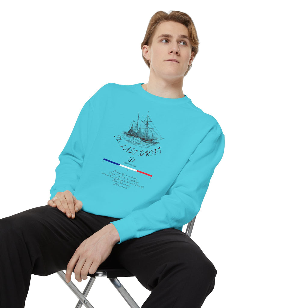 Unisex White Vintage Ship Graphic Cotton Blend Sweatshirt
