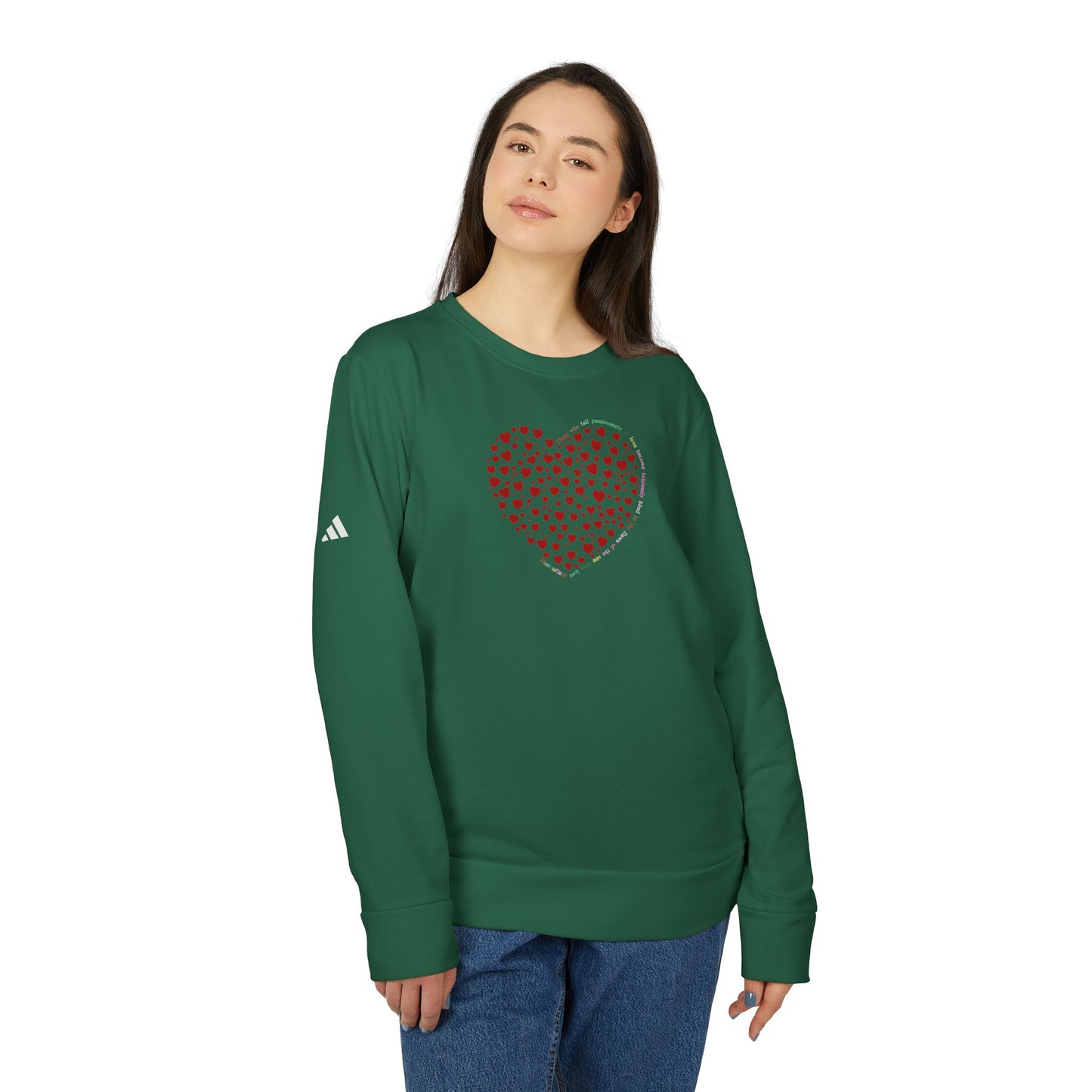 Adidas Unisex  Crewneck Sweatshirt with Red Heart Design