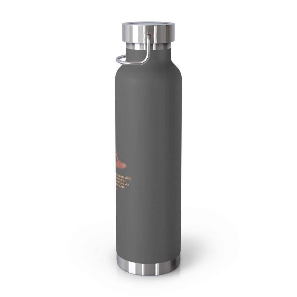 Navy Blue Cute Chick Pulling Worm Quote 22oz Copper Vacuum Insulated Bottle