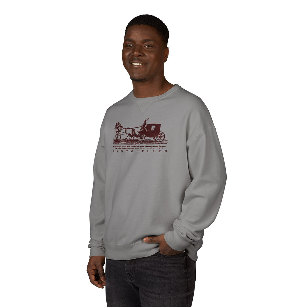 Old Money Equestrian Heritage Crewneck - The Nostalgic Journey I (Dark Academia Garment-Dyed Sweatshirt)
