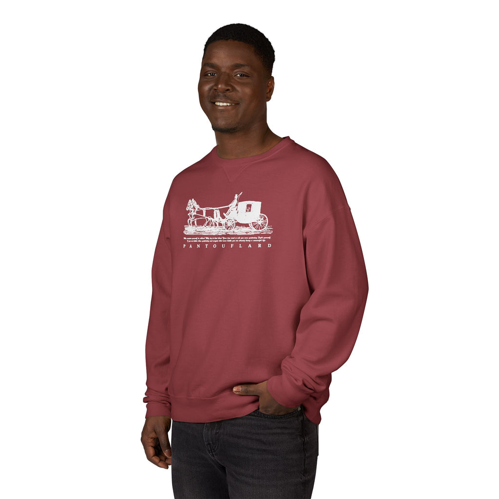 Old Money Equestrian Heritage Crewneck - The Nostalgic Journey II (Dark Academia Garment-Dyed Sweatshirt)