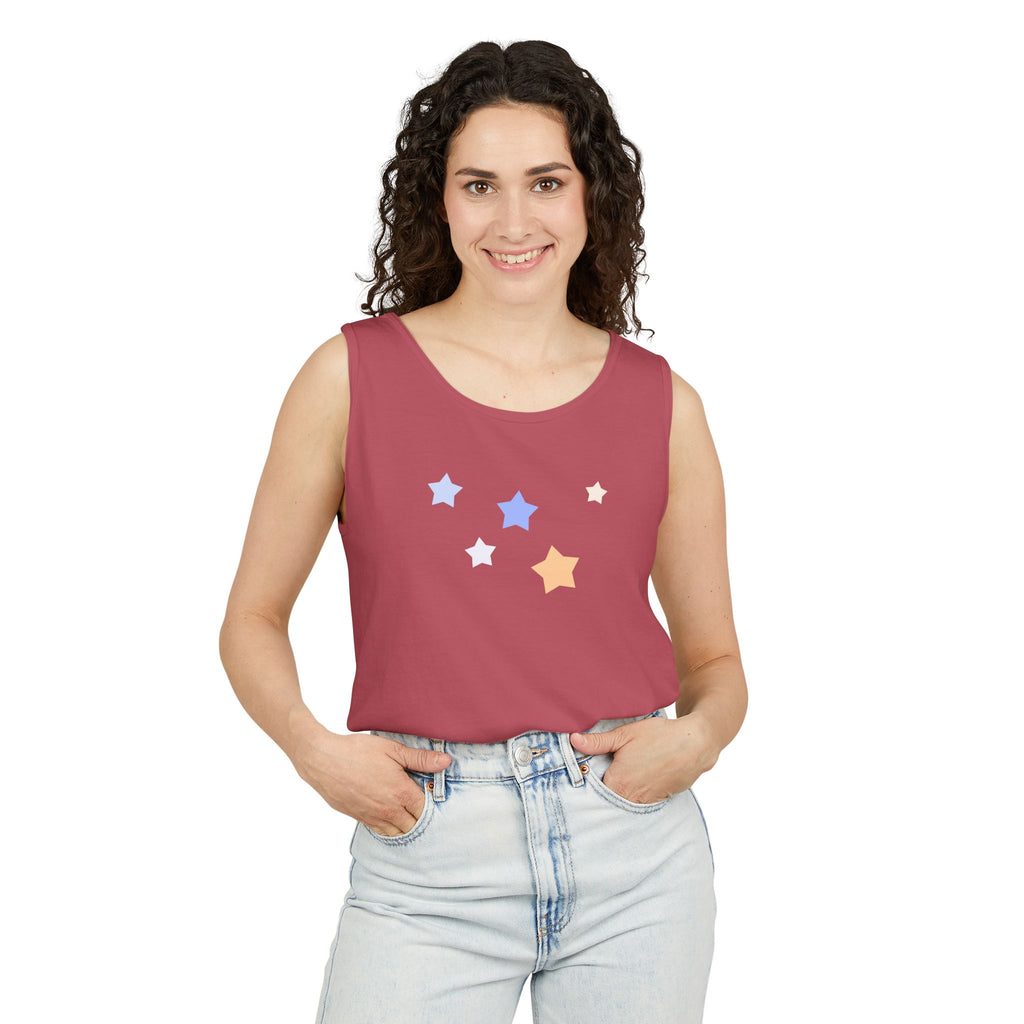 Men's & Women's Cassiopeia Constellation Graphic Garment-Dyed Tank Top - W-Shape Sleeveless Shirt