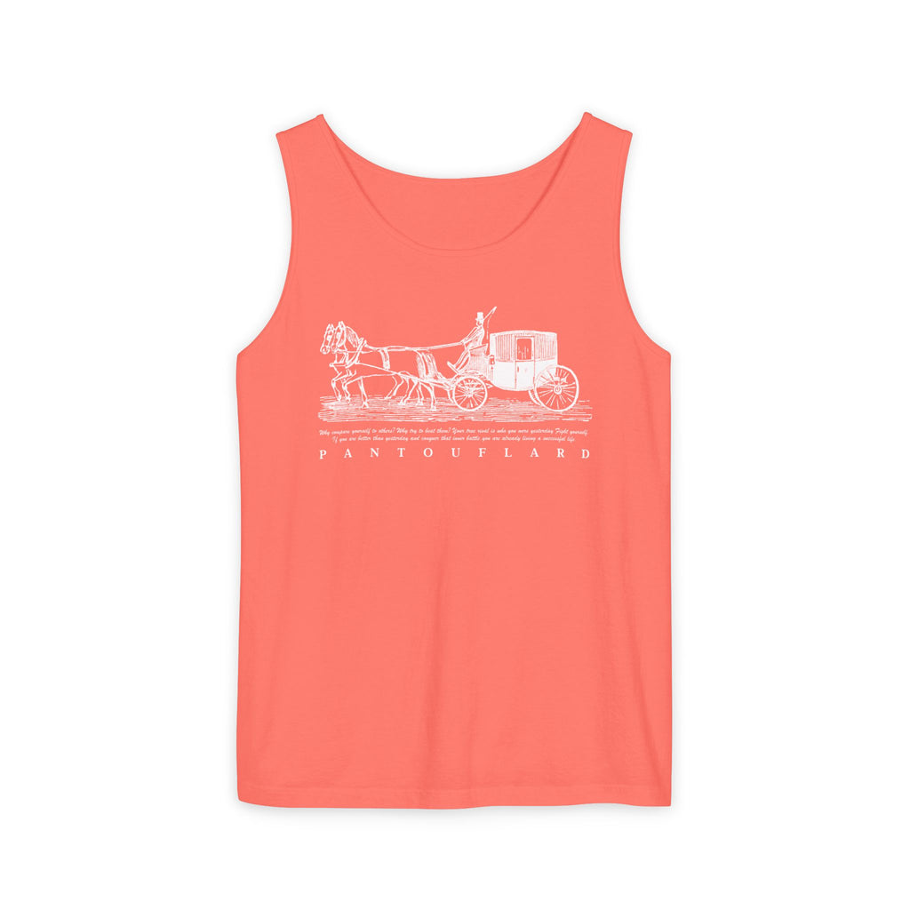 Unisex Black Pantouflard Carriage Cotton Garment-Dyed Tank Top