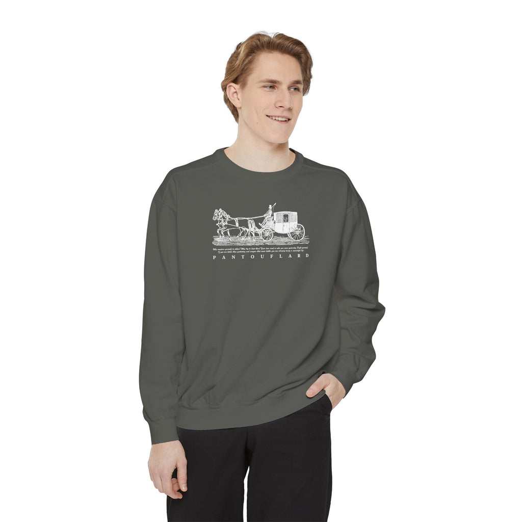 Unisex Navy Vintage Carriage Graphic Cotton Blend Sweatshirt