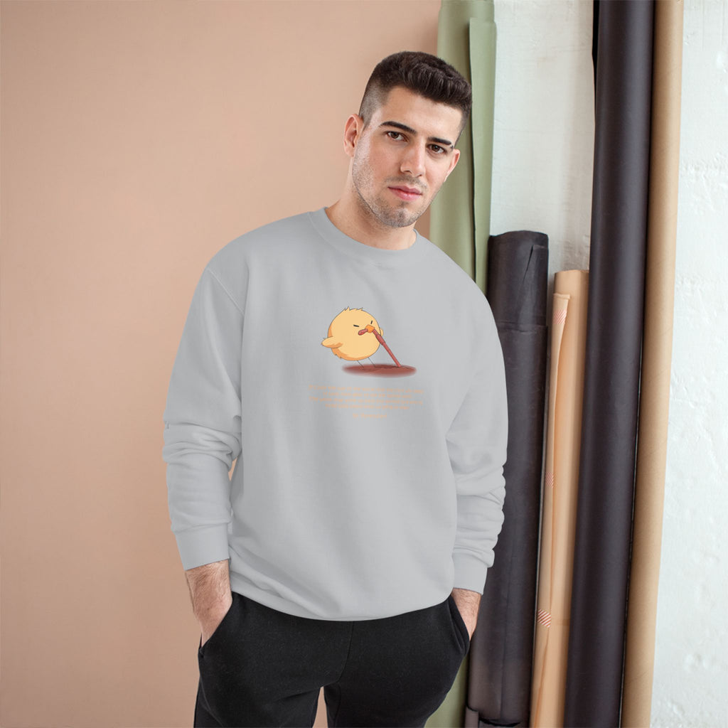 Champion Unisex White Pantouflard Chick Cotton Blend Crewneck Sweatshirt