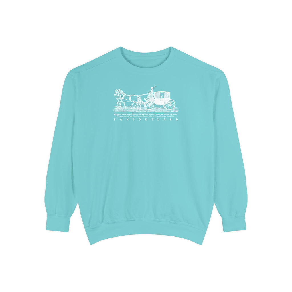 Unisex Navy Vintage Carriage Graphic Cotton Blend Sweatshirt