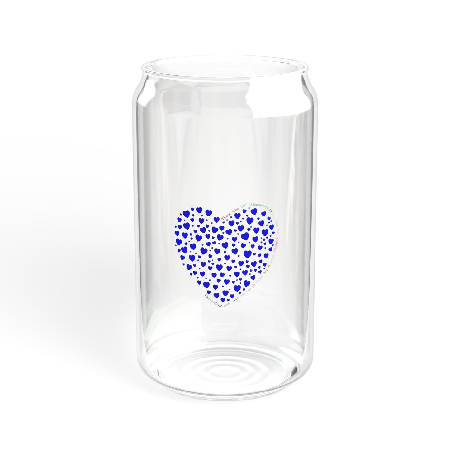 Blue Heart Design Sipper Glass, 16oz | Eco-Friendly Drinkware