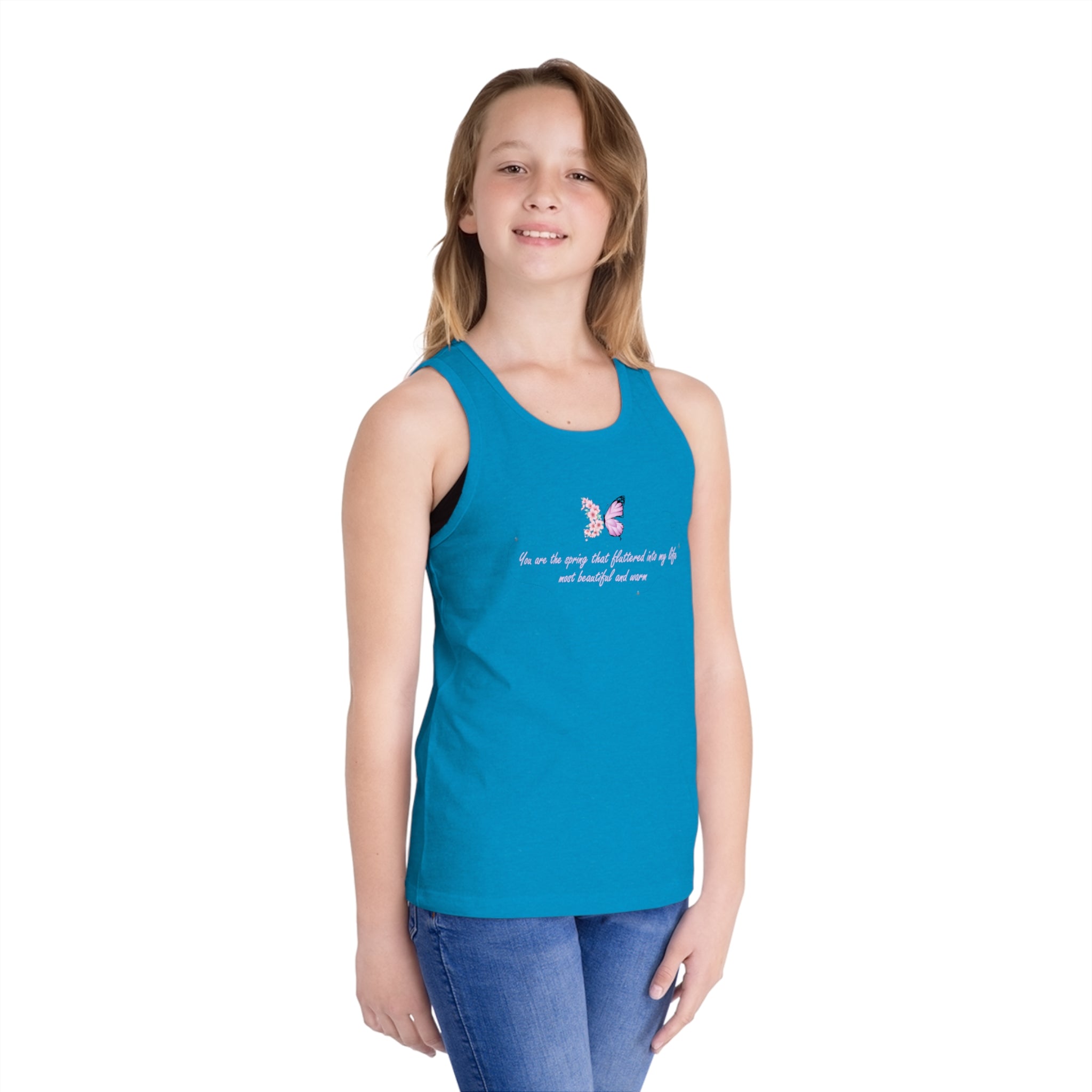 Kid's Black Floral Butterfly Spring Quote 100% Cotton Tank Top