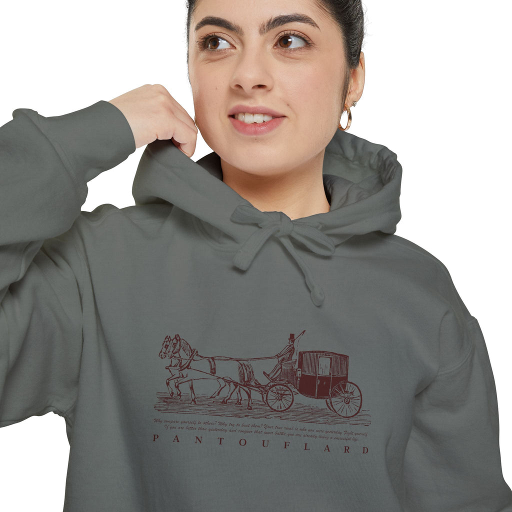 Old Money Equestrian Heritage Hoodie - The Heritage Carriage I (Premium Garment-Dyed Heavyweight Fleece)