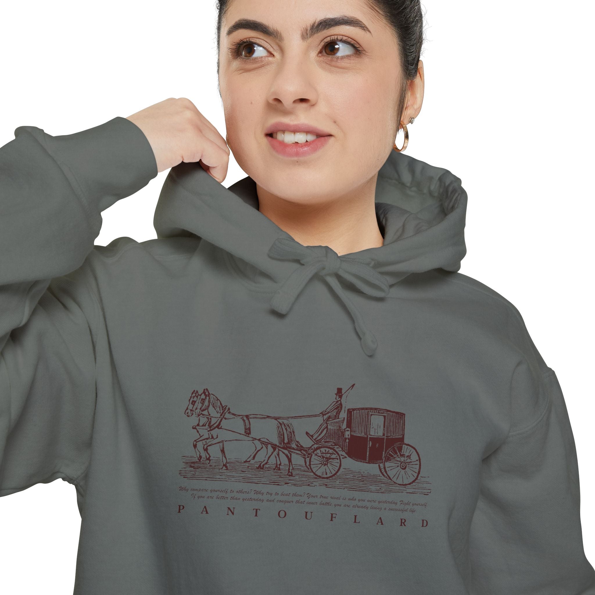 Old Money Equestrian Heritage Hoodie - The Heritage Carriage I (Premium Garment-Dyed Heavyweight Fleece)