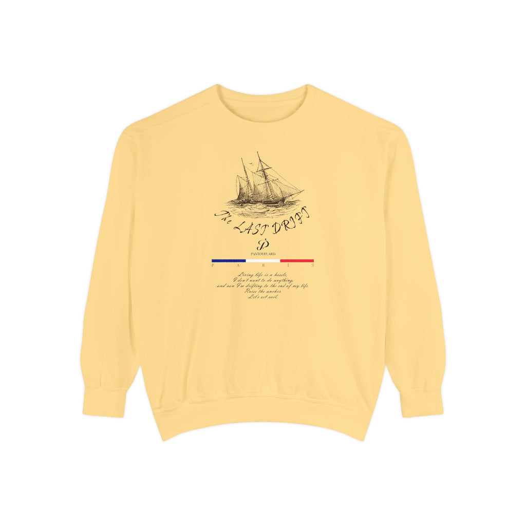 Unisex White Vintage Ship Graphic Cotton Blend Sweatshirt