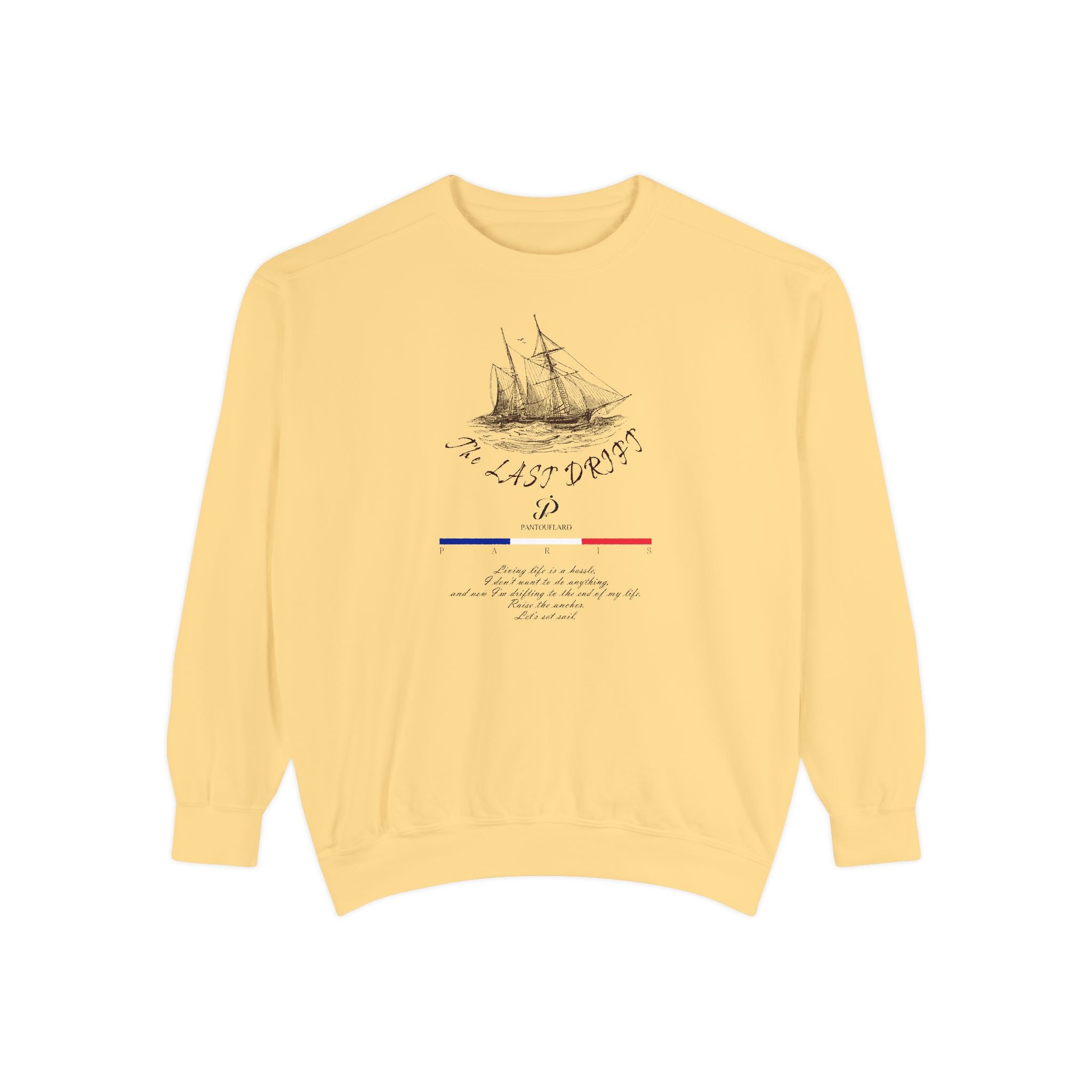 Unisex White Vintage Ship Graphic Cotton Blend Sweatshirt