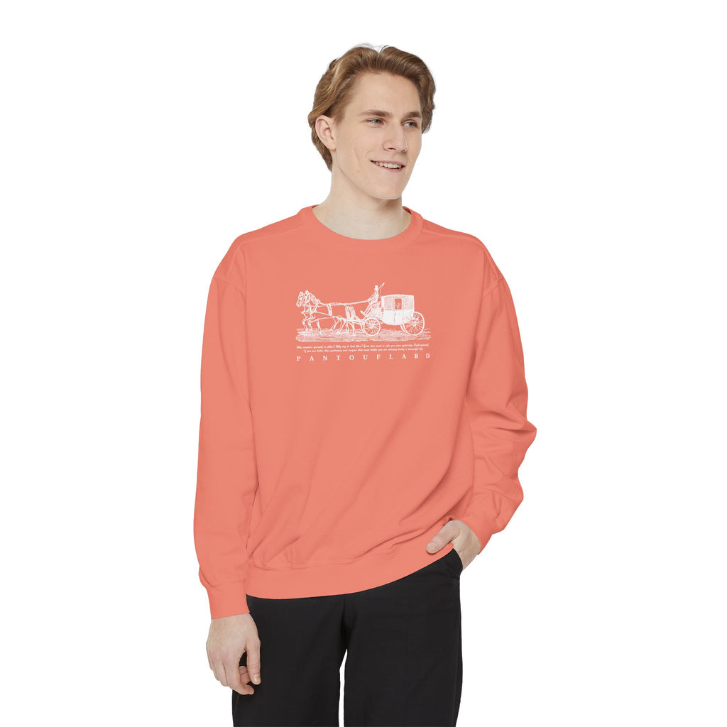 Unisex Navy Vintage Carriage Graphic Cotton Blend Sweatshirt