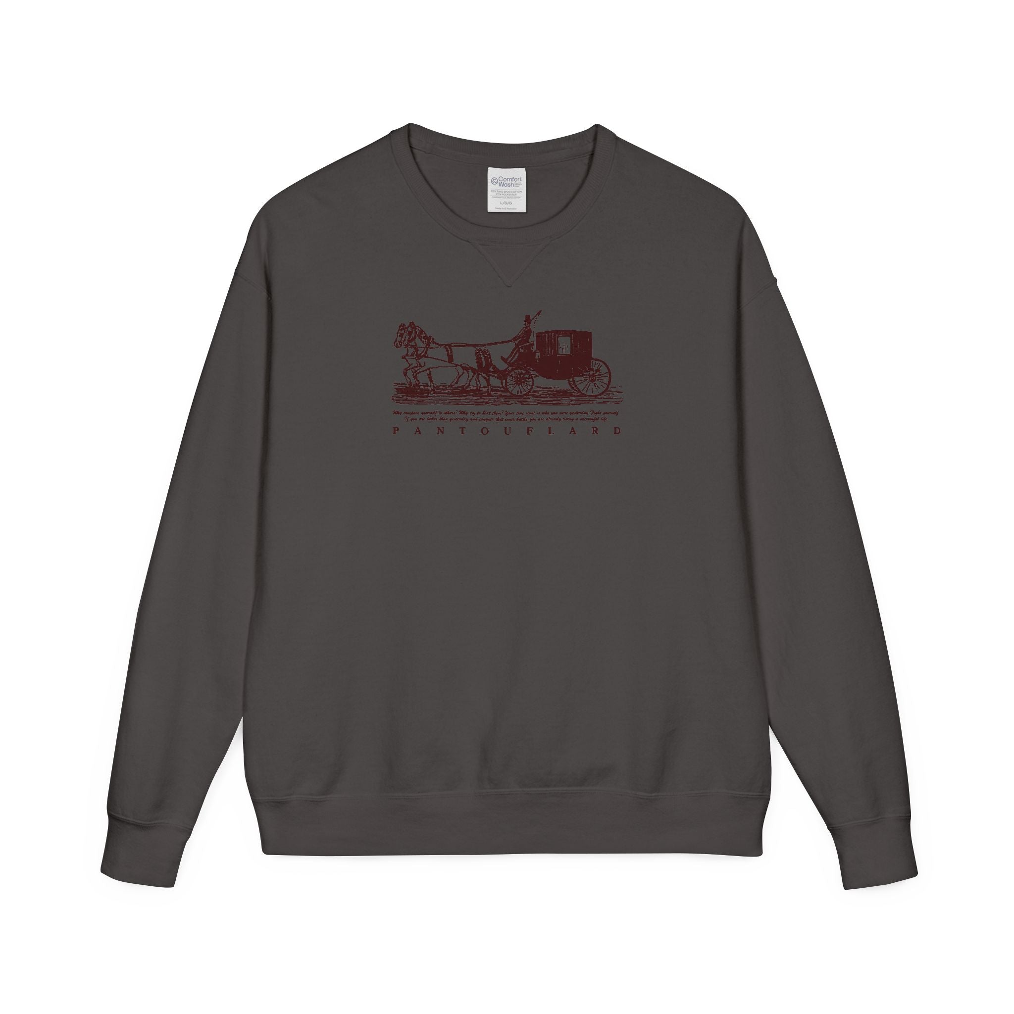 Old Money Equestrian Heritage Crewneck - The Nostalgic Journey I (Dark Academia Garment-Dyed Sweatshirt)