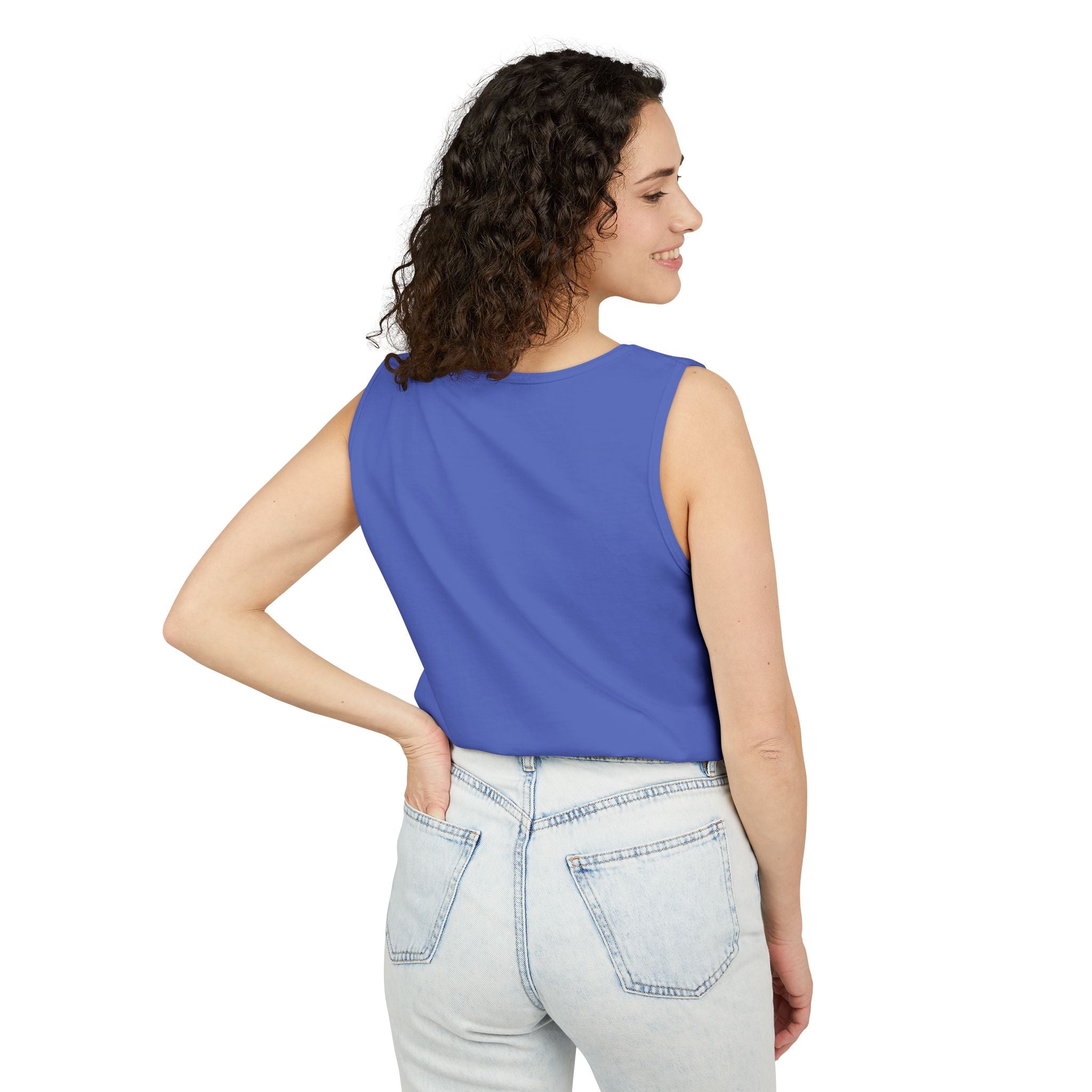 Unisex Black Pantouflard Carriage Cotton Garment-Dyed Tank Top