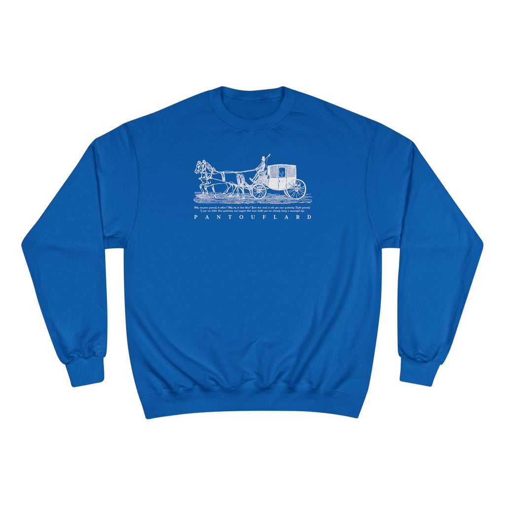 Old Money Equestrian Champion Crewneck - Royal White Carriage (Authentic Varsity Streetwear)