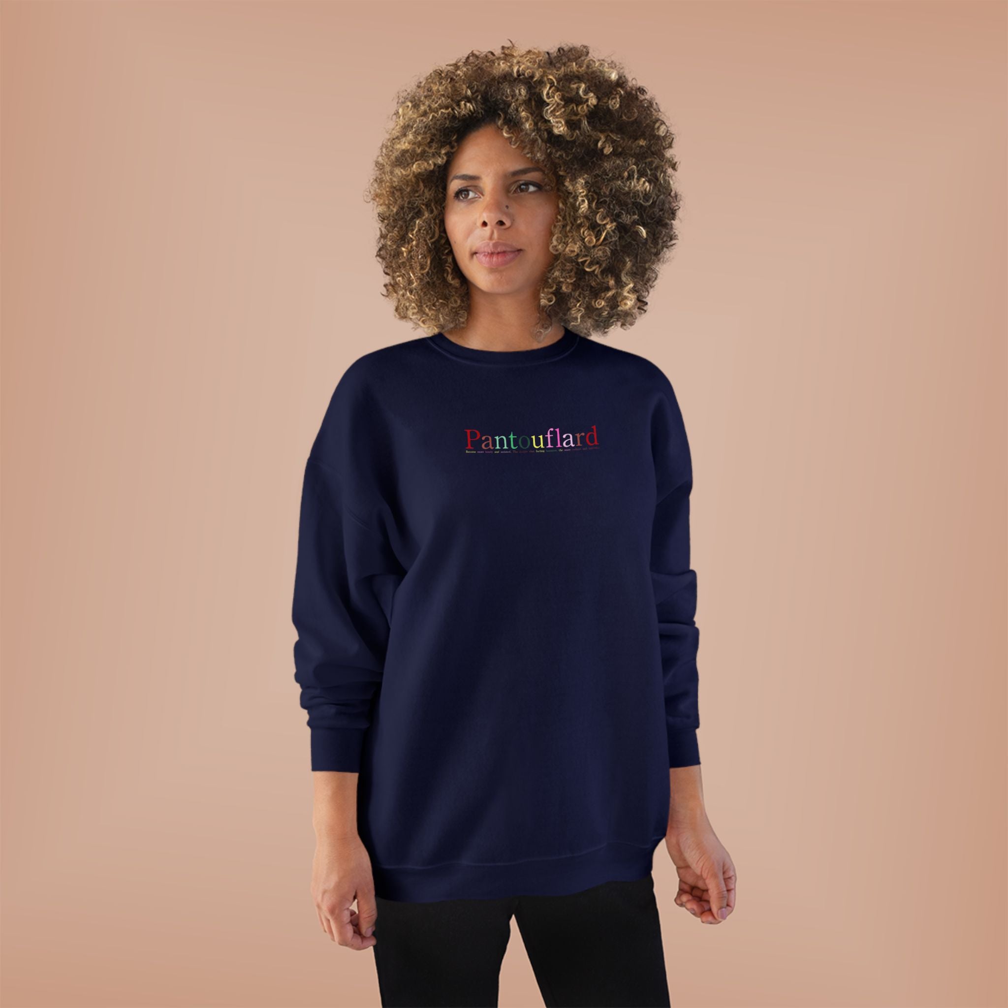 Sustainable Pantouflard Logo Crewneck - Hanes EcoSmart Fleece Sweatshirt (Essential Streetwear)