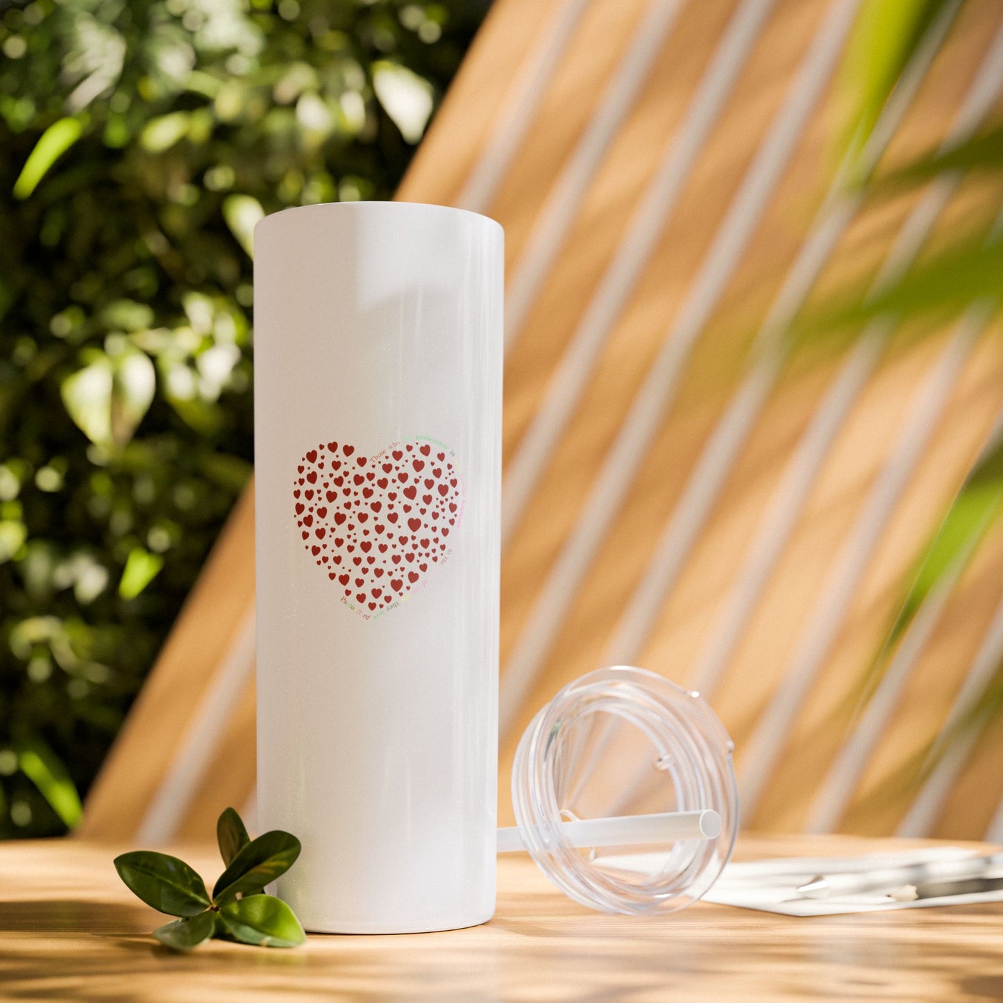 Red Heart Dot Skinny Tumbler | 20oz Reusable Travel Mug, Eco-Friendly Drinkware