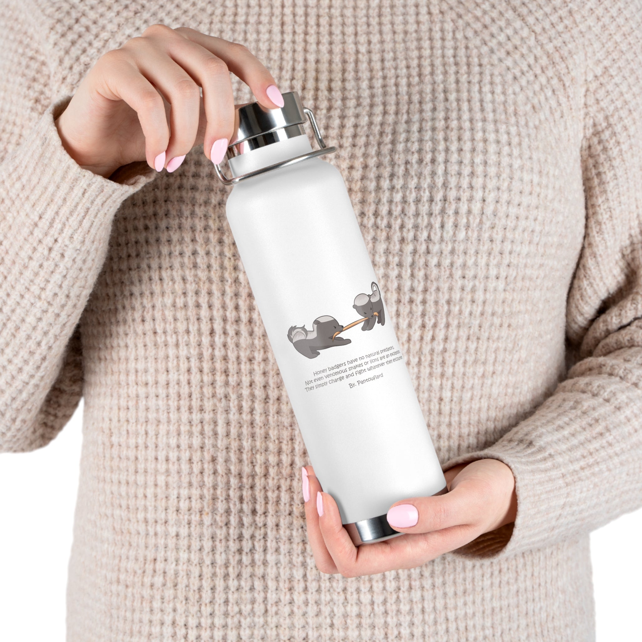 Black Fierce Honey Badgers Quote 22oz Copper Vacuum Insulated Bottle