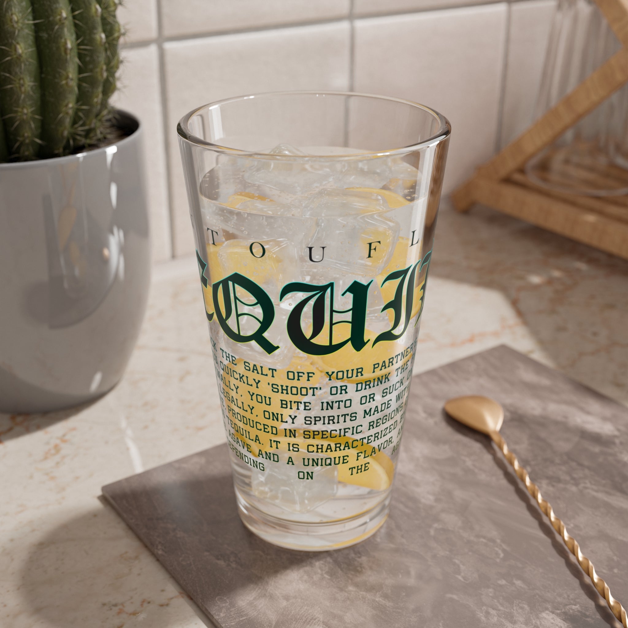 Clear Pantouflard Tequila Typography Solid Glass Mixer