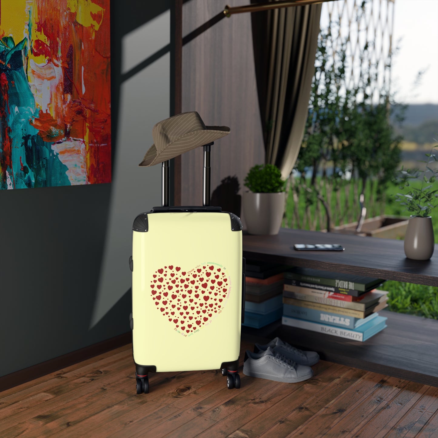 Maleta de diseño corazón rojo, equipaje de viaje