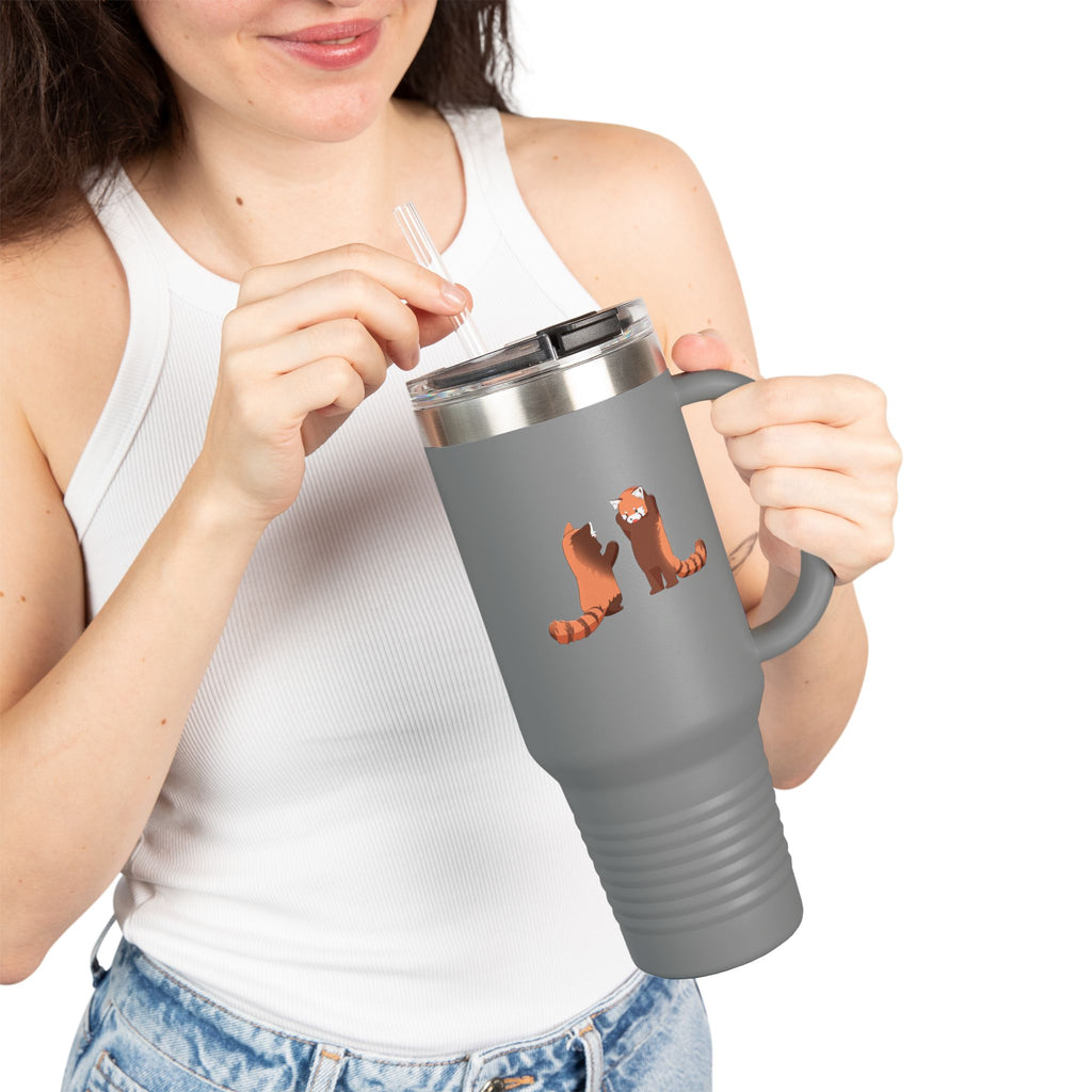 Olive Green Cute Standing Red Pandas 40oz Stainless Steel Insulated Travel Mug