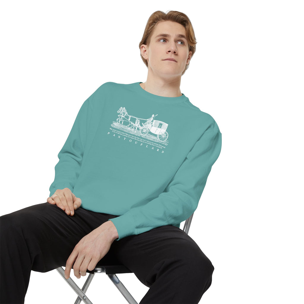 Unisex Navy Vintage Carriage Graphic Cotton Blend Sweatshirt