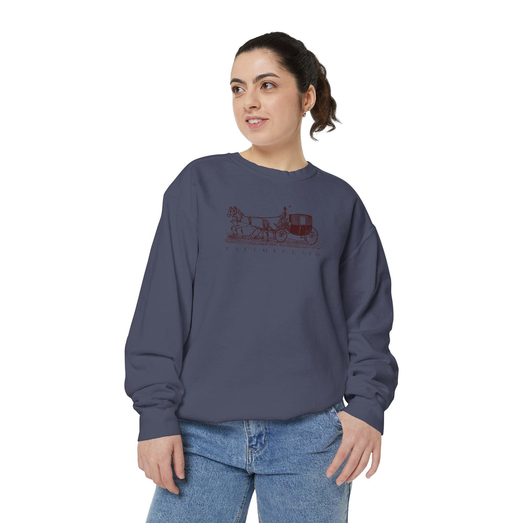 Unisex White Pantouflard Carriage Cotton Blend Sweatshirt