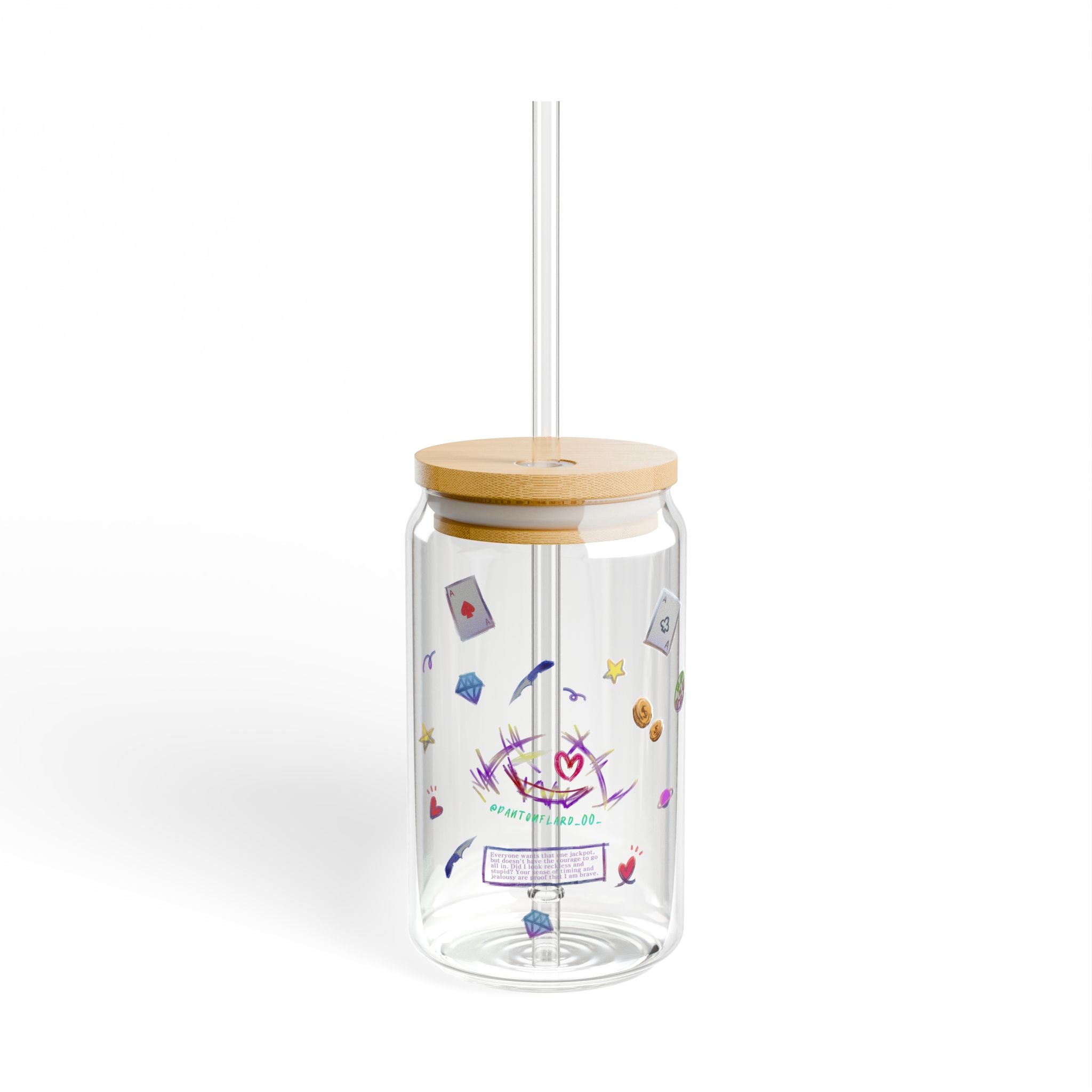 Clear Fiesta Taco Guide Typography 16oz Tempered Glass Sipper Cup