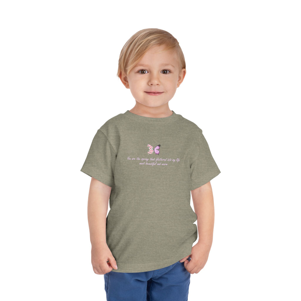 Toddler Yellow Floral Butterfly Spring Quote 100% Cotton Short Sleeve Tee