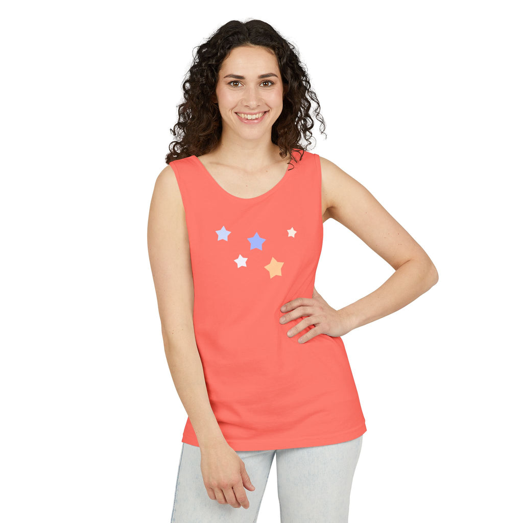 Men's & Women's Cassiopeia Constellation Graphic Garment-Dyed Tank Top - W-Shape Sleeveless Shirt