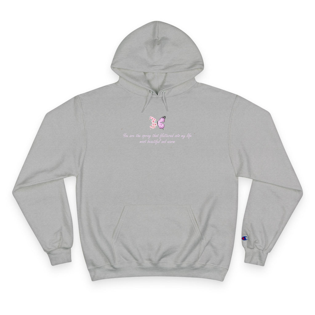 Unisex White Floral Butterfly Spring Quote Cotton Blend Champion Hoodie