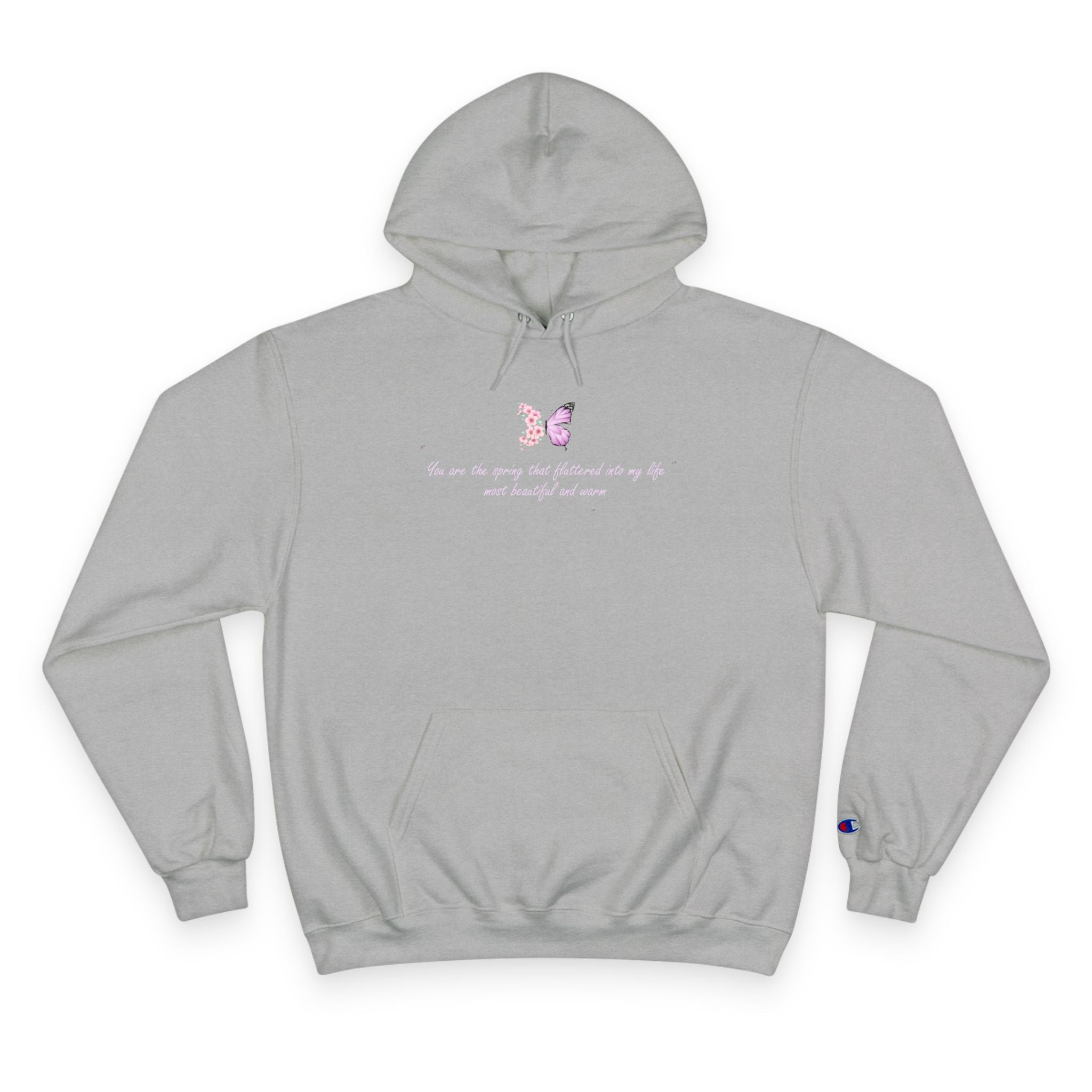 Unisex White Floral Butterfly Spring Quote Cotton Blend Champion Hoodie