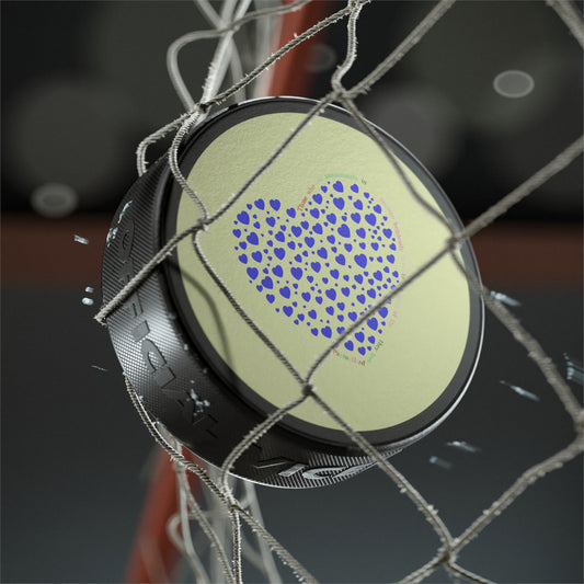 Hockey Puck with Blue Heart Design