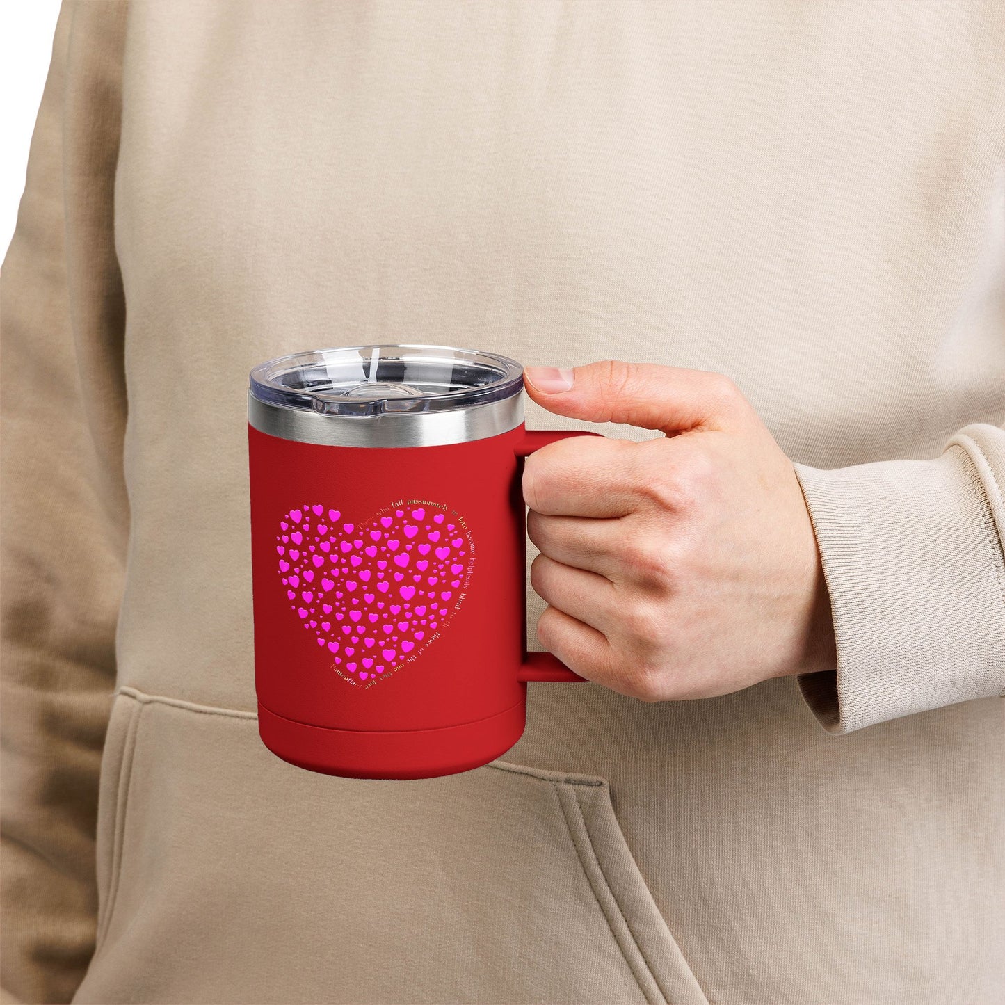 Pink Heart Coffee Mug Tumbler, Personalized Mug