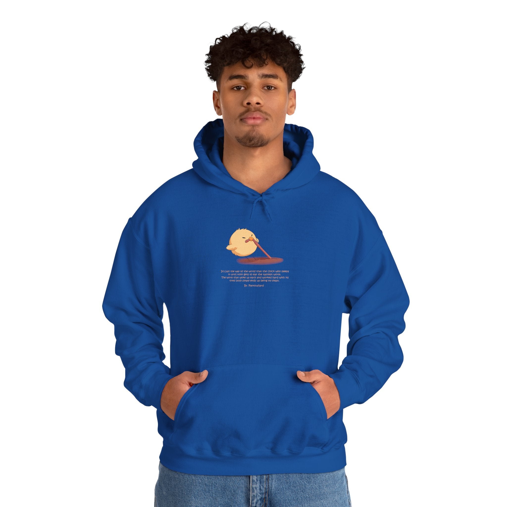 Kitsch Kawaii Chick & Worm Graphic Hoodie - The Quiet Victory (Aesthetic Streetwear Fleece)