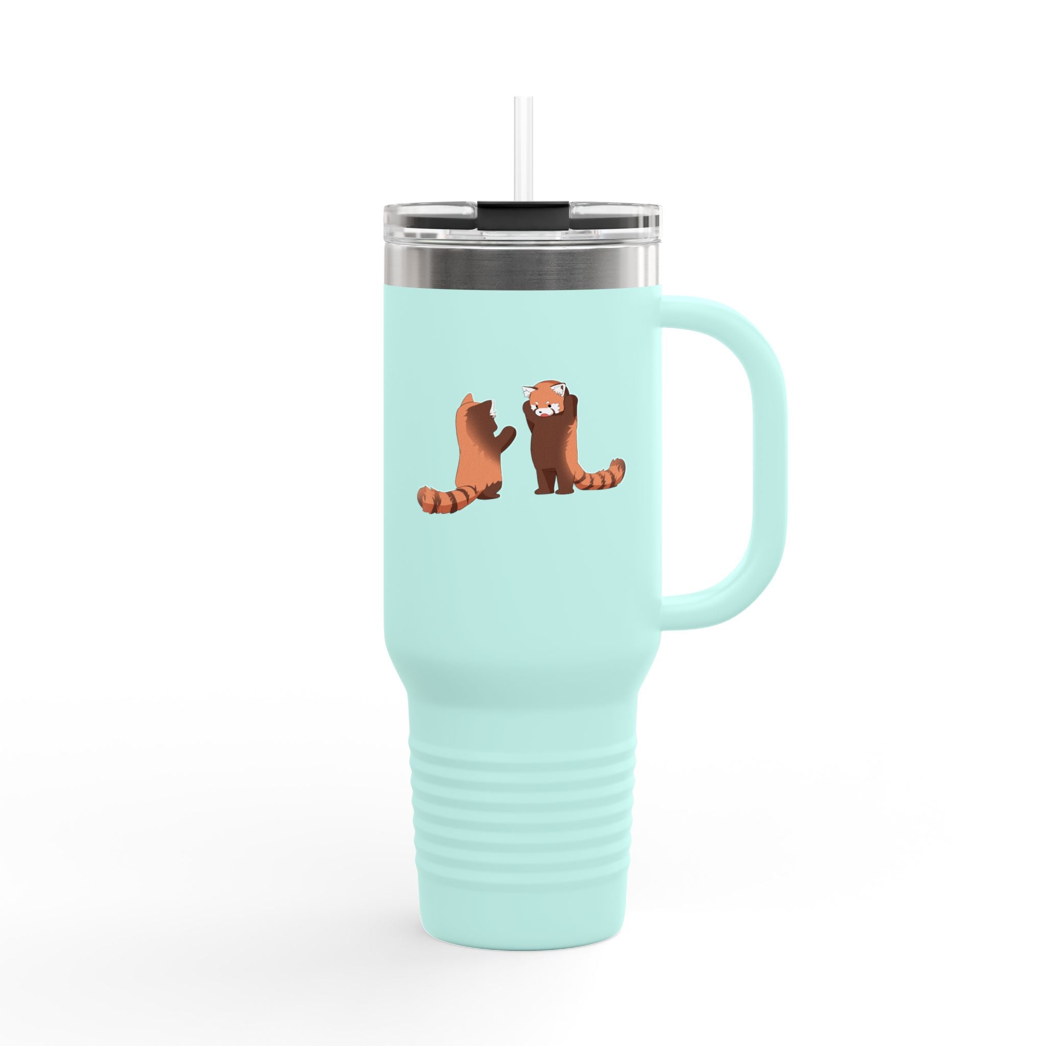 Olive Green Cute Standing Red Pandas 40oz Stainless Steel Insulated Travel Mug