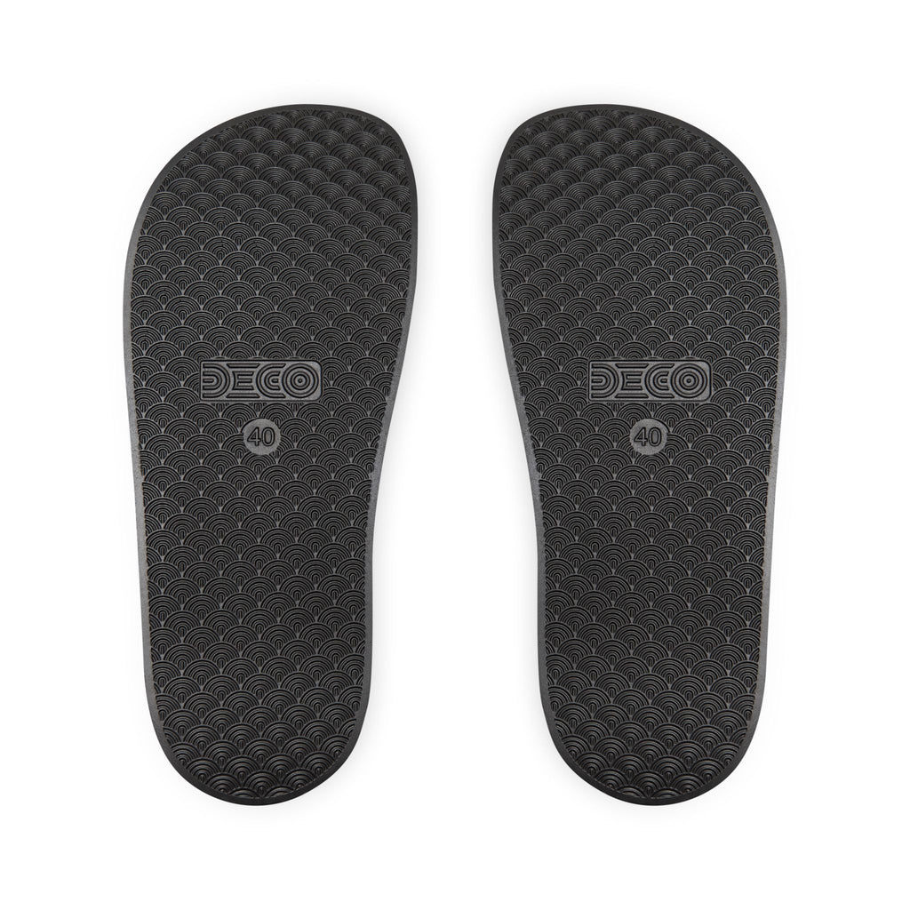 Men's Black and White Kitschy Cassiopeia Constellation Neoprene Blend Slide Sandals