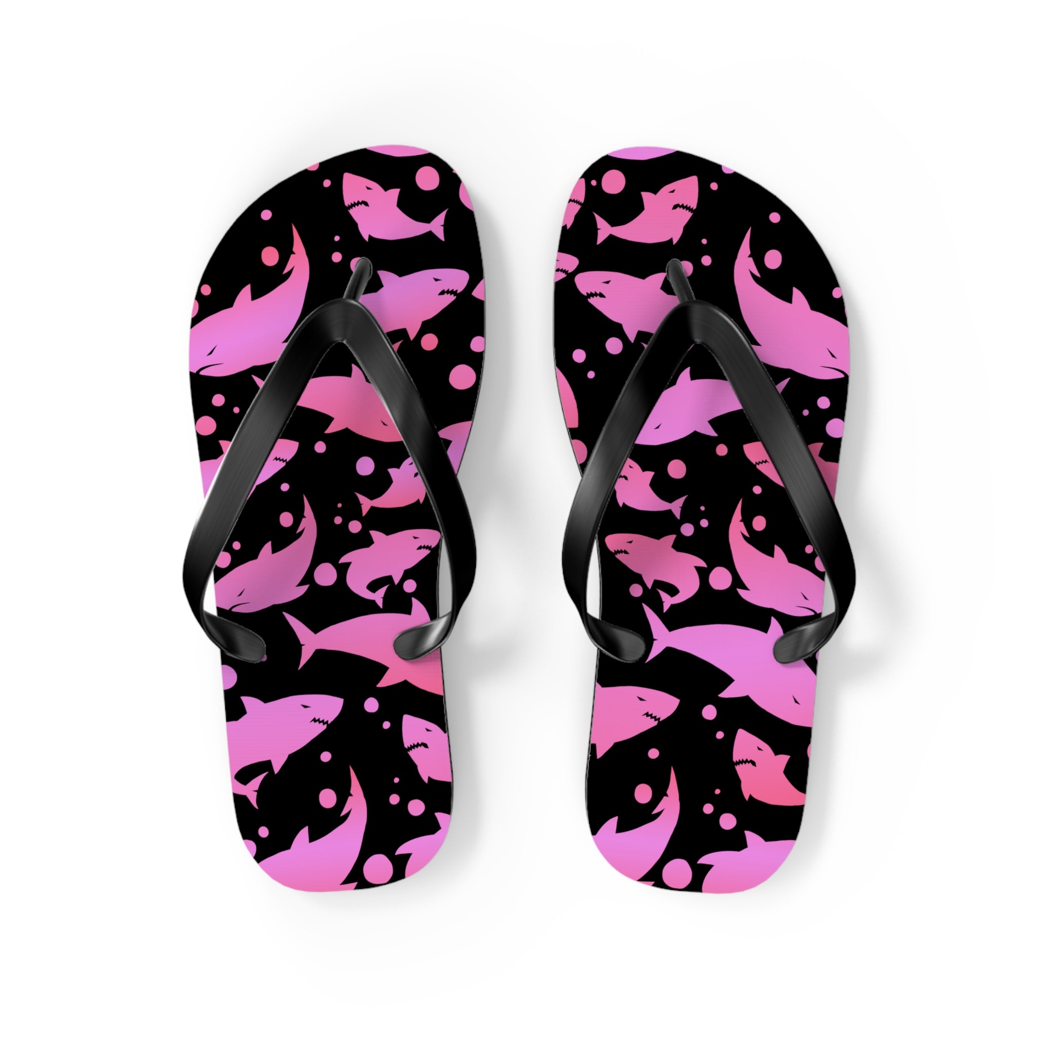 Men's/Women's Pink Shark Flip Flops - Graphic Thong Sandals