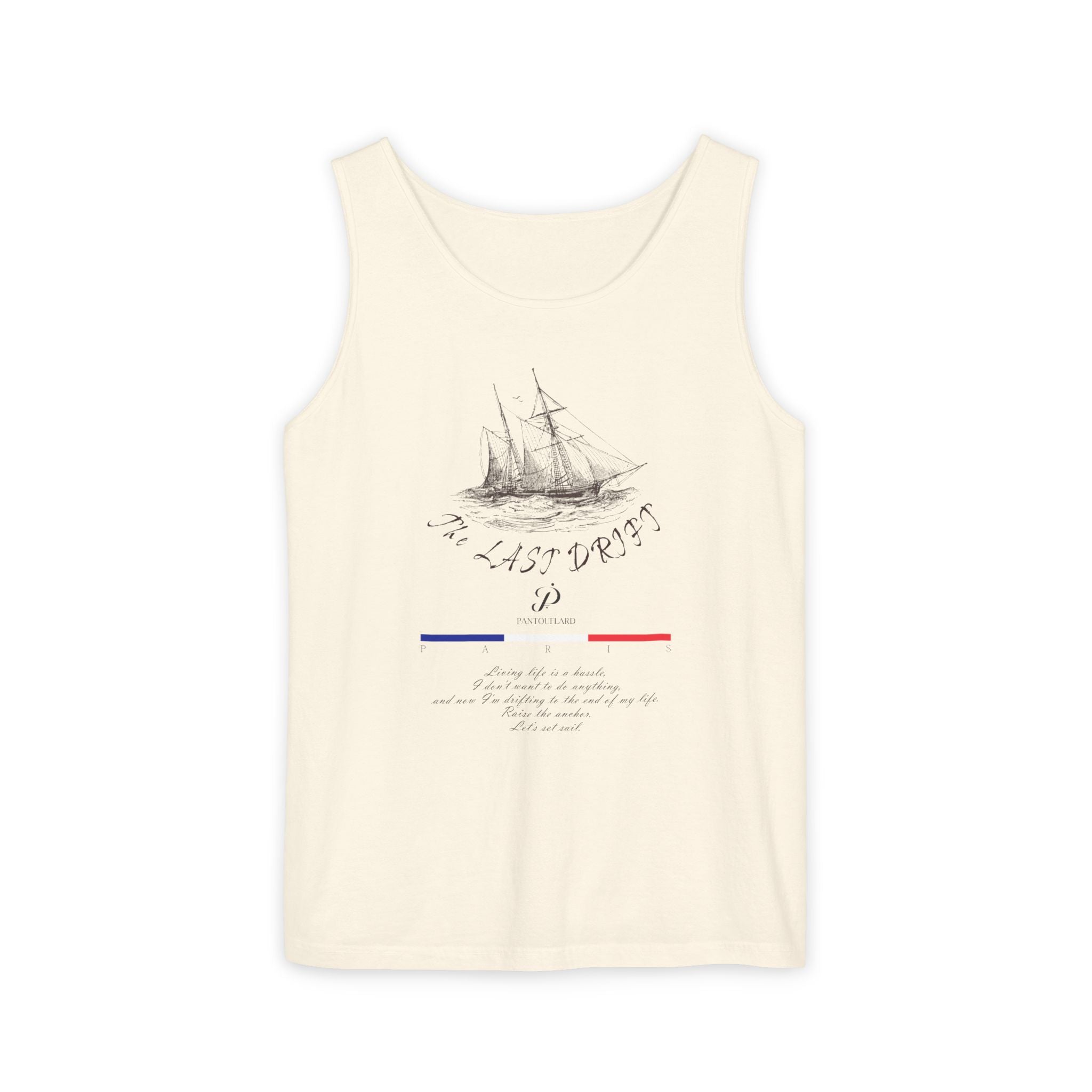 Unisex White Last Drift Cotton Garment-Dyed Tank Top