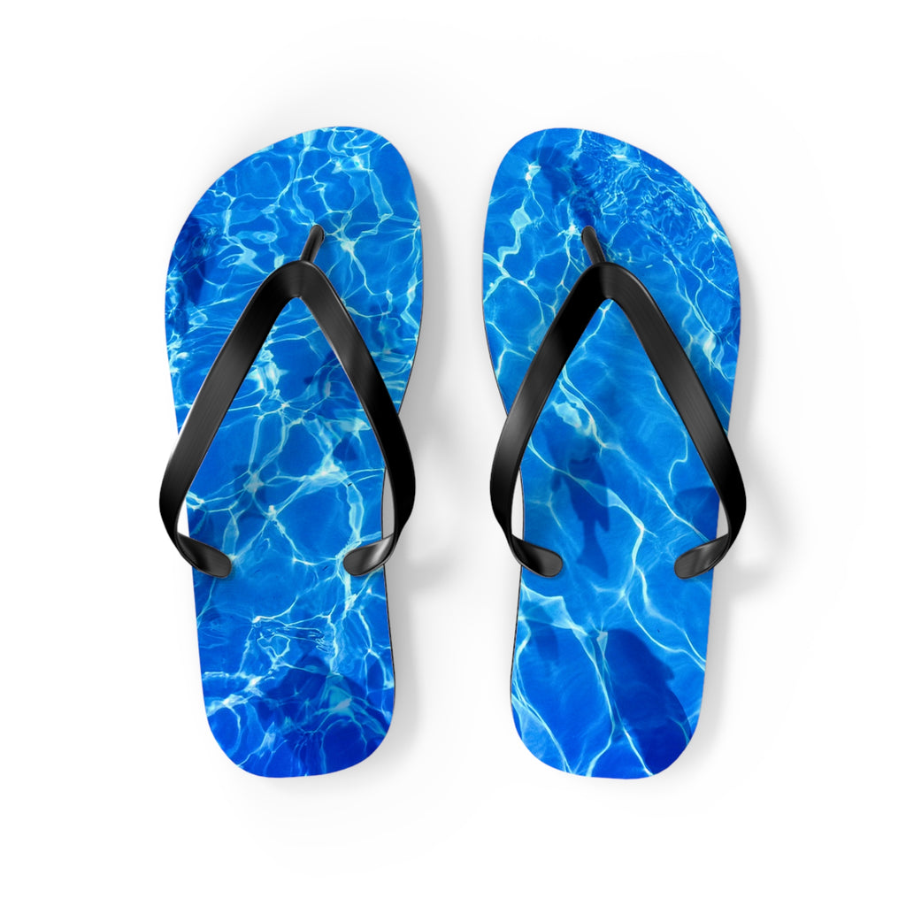 Unisex Vibrant Blue Sunlit Water Surface Fish Silhouette EVA Polyester Flip Flops