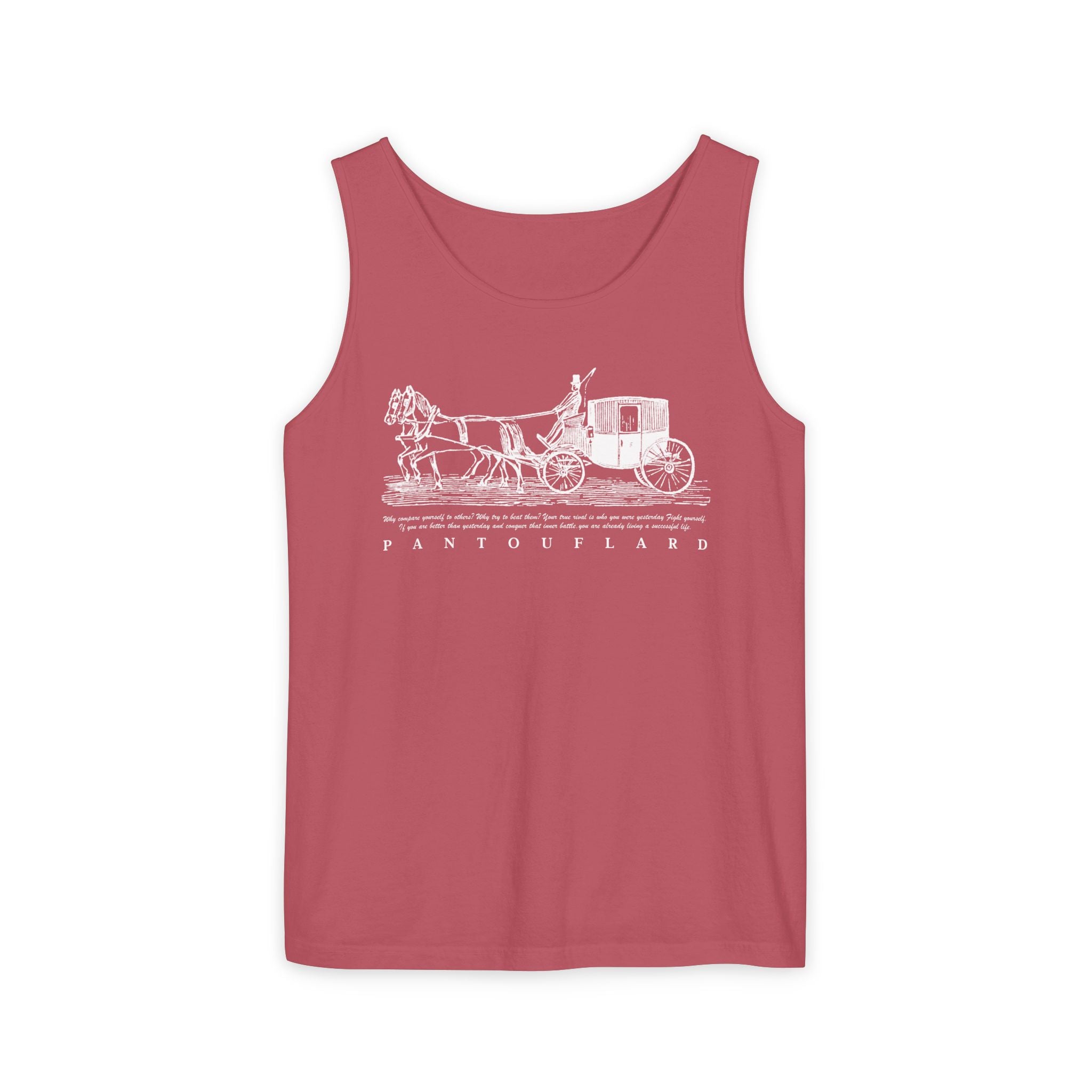 Unisex Black Pantouflard Carriage Cotton Garment-Dyed Tank Top