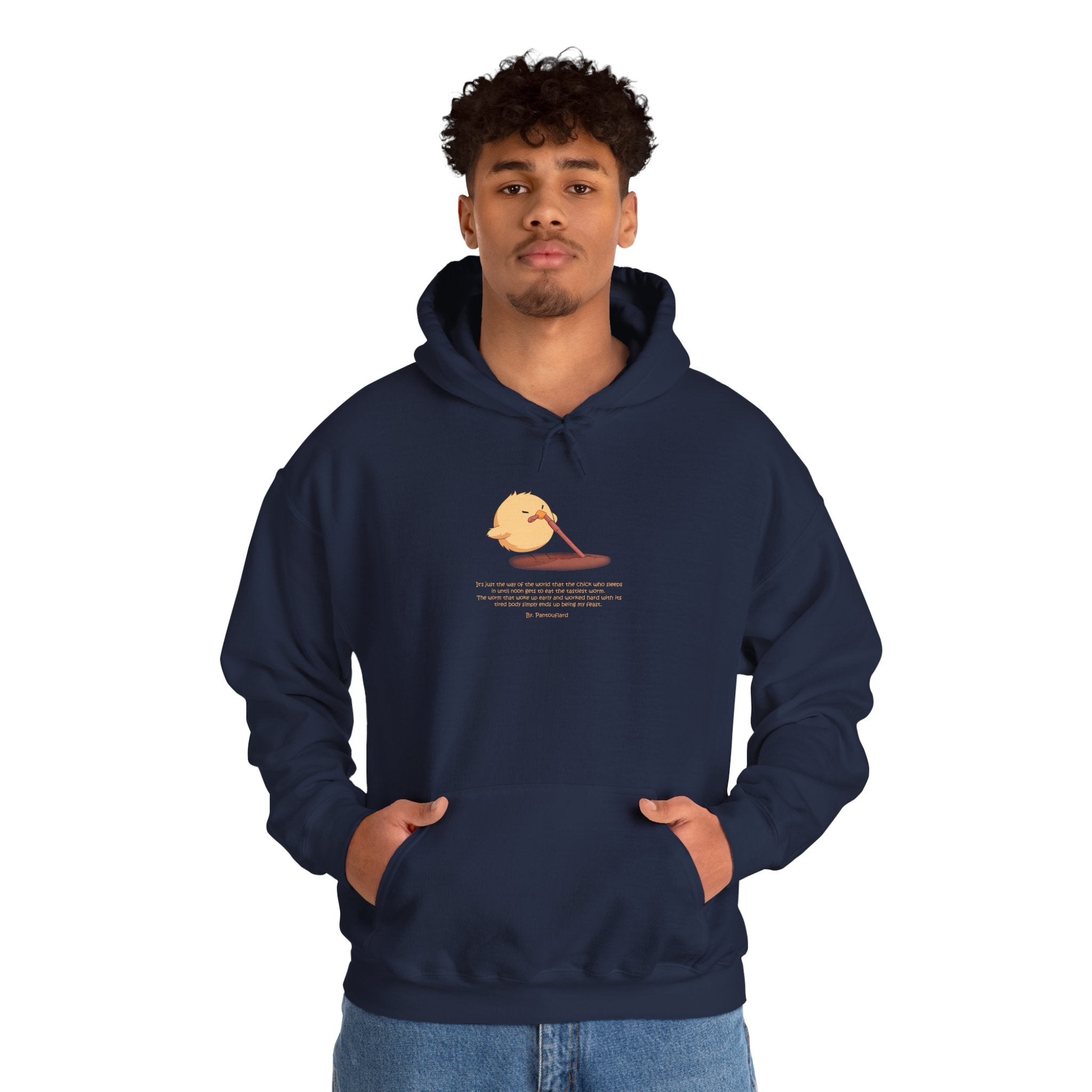 Kitsch Kawaii Chick & Worm Graphic Hoodie - The Quiet Victory (Aesthetic Streetwear Fleece)