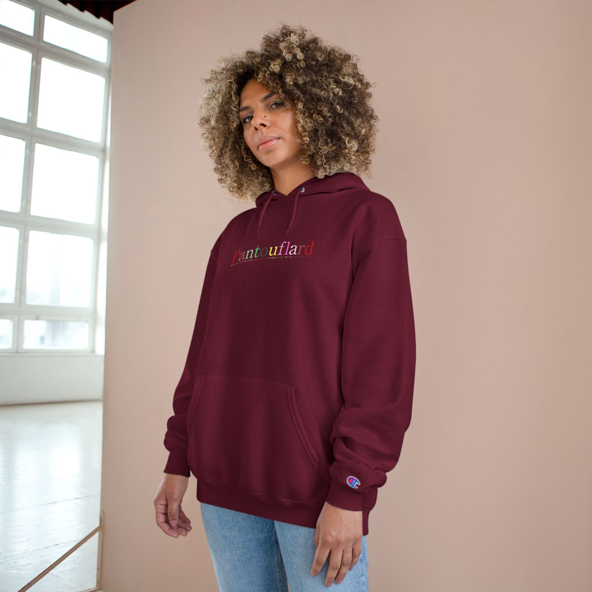 Old Money Aesthetic Champion Hoodie - Pantouflard Pastel Logo (Premium Powerblend Fleece)