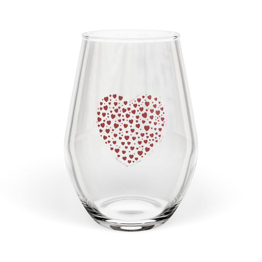 Red Heartfelt Stemless Wine Glass, Romantic Decor